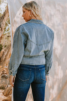 Oddi Double Breasted Button Jacket in Washed Denim