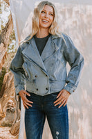 Oddi Double Breasted Button Jacket in Washed Denim