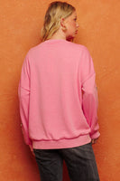 Oddi Leopard Printed Star Patch Top in Washed Fuchsia