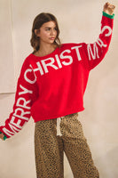 LovLov MERRY CHRISTMAS Knit Sweater in Red