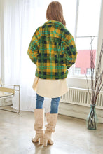 Load image into Gallery viewer, Davi &amp; Dani Plaid Jacket in Kiwi/Blue
