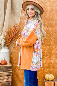 Aztec Printed Color Block Shirt Jacket in Camel Top And The Why   