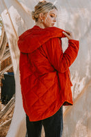 Oddi Solid Color Quilted Jacket with Hood in Light Rust