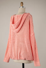 Load image into Gallery viewer, Miracle Open Cable Knit Chenille Hoodie Sweater in Peach  Miracle   
