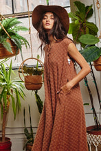 Load image into Gallery viewer, BucketList Brushed Textured Checkered Pattern Jumpsuit in Camel ON ORDER Jumpsuit Bucketlist   
