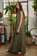 Load image into Gallery viewer, BucketList Brushed Textured Checkered Pattern Jumpsuit in Olive ON ORDER Jumpsuit Bucketlist   
