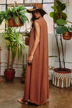 Load image into Gallery viewer, BucketList Brushed Textured Checkered Pattern Jumpsuit in Camel ON ORDER Jumpsuit Bucketlist   
