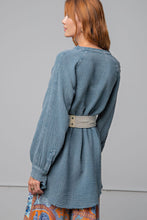 Load image into Gallery viewer, Easel Washed Cotton Gauze Tunic Shirt in Faded Teal Top Easel   
