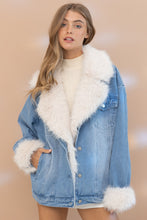 Load image into Gallery viewer, Blue B Denim Jacket with Faux Fur Trim in Denim
