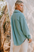 Oddi Terry Knit Jacket with Contrasting Stitching in Washed D Sage