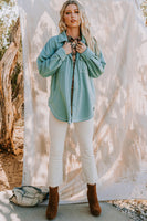 Oddi Terry Knit Jacket with Contrasting Stitching in Washed D Sage