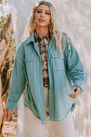 Oddi Terry Knit Jacket with Contrasting Stitching in Washed D Sage