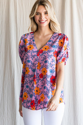 Jodifl Floral Print Top in Pink