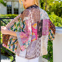 Load image into Gallery viewer, Young Threads Overdyed Mix Match Patches Kimono Top in Latte Kimono Young Threads   
