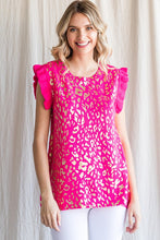 Load image into Gallery viewer, Jodifl Metallic Leopard Print Knit Top in Hot Pink Shirts &amp; Tops Jodifl   
