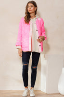 Oddi Solid Color Lightweight Jacket with Contrasting Trim in Neon Pink