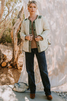 Oddi Solid Color Lightweight Jacket with Contrasting Trim in Sage Green