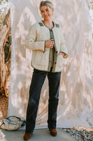 Oddi Solid Color Lightweight Jacket with Contrasting Trim in Sage Green