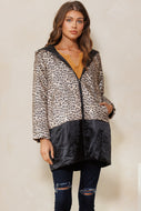 Oddi Leopard Printed Padded Jacket in Taupe