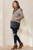 Oddi Leopard Printed Padded Jacket in Taupe