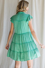 Load image into Gallery viewer, Jodifl Washed Out Solid Tiered Dress in Kelly Green Dresses Jodifl   
