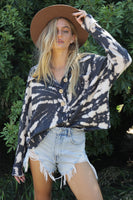 Blue Buttercup OVERSIZED Tie Dyed Top in Black Mix