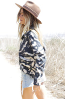 Blue Buttercup OVERSIZED Tie Dyed Top in Black Mix