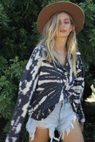 Blue Buttercup OVERSIZED Tie Dyed Top in Black Mix
