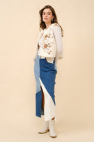 Blue B Western Embroidered Fur Vest in Off White