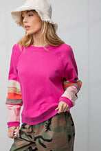 Load image into Gallery viewer, Easel Loose Fit Terry Knit Top in Fuchsia Shirts &amp; Tops Easel   
