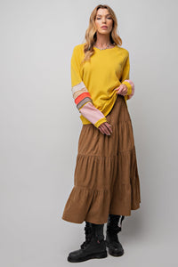 Easel Loose Fit Terry Knit Top in Sunflower Shirts & Tops Easel   
