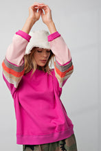 Load image into Gallery viewer, Easel Loose Fit Terry Knit Top in Fuchsia Shirts &amp; Tops Easel   
