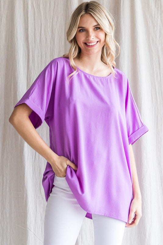 Jodifl Solid Color Boxy Top in Orchid Top Jodifl   