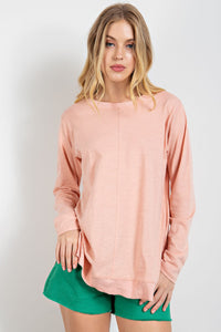 Easel Loose Fit Cotton Top in Peach  Easel   