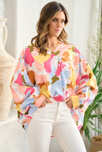 Load image into Gallery viewer, Oversized Fit Blouse with Brush Stroke Print in Pink  Hailey &amp; Co.   
