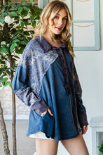 Load image into Gallery viewer, Oli &amp; Hali Mixed Fabric Long Sleeve Top in Blue ON ORDER Shirts &amp; Tops Oli &amp; Hali   
