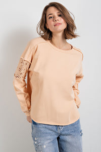 Easel Inside Out Detailing Pullover in Peach  Easel   