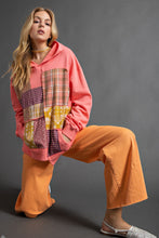 Load image into Gallery viewer, Easel Terry Knit Pullover with Patchwork Details in Coral Shirts &amp; Tops Easel   
