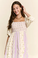 J.nna Mixed Multi Floral Maxi Dress in Lavender Multi