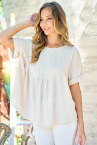 Hailey & Co Oversized Textured Baby Doll Top in Stone