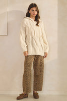 LovLov Textured Knit Sweater with Hood in Cream