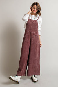 Easel Washed Cotton Jumpsuit/Overalls in Faded Plum ON ORDER ESTIMATED ARRIVAL MID-NOVEMBER Jumpsuit Easel   