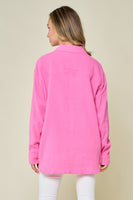 Wisteria Lane Solid Color Textured Gauze Top in Hot Pink