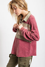Load image into Gallery viewer, Easel Mineral Washed Henley Top in Red Bean Shirts &amp; Tops Easel   
