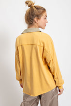 Load image into Gallery viewer, Easel Mineral Washed Henley Top in Mustard Sage Shirts &amp; Tops Easel   
