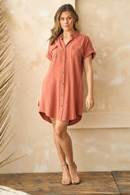 Load image into Gallery viewer, Front Button Up Mini Dress in Brown Dress Hailey &amp; Co.   
