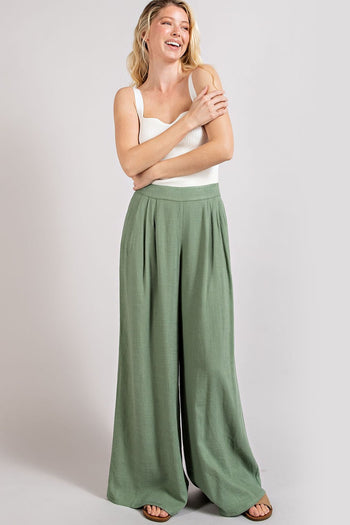 ee:some Pintuck Wide Leg Pants in Sage