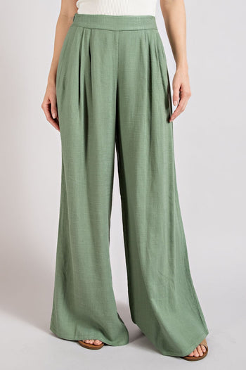 ee:some Pintuck Wide Leg Pants in Sage