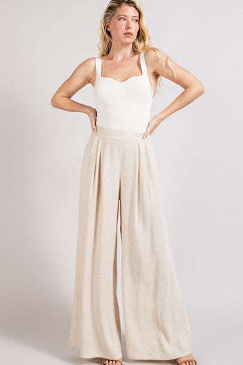 ee:some Pintuck Wide Leg Pants in Natural