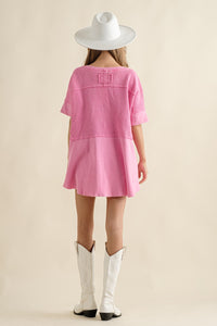 Blue B Thermal Knit Oversized Top in Hot Pink Shirts & Tops Blue B   